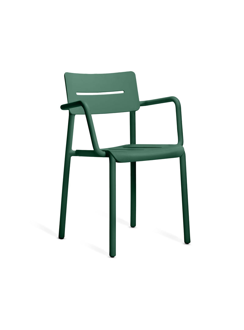 Chaise OUTO verte foncé<br> Avec accoudoirs<br> Intérieur & extérieur