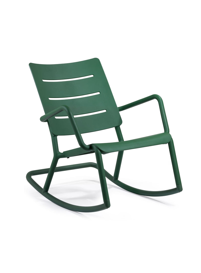 Chaise berçante OUTO verte foncé<br> Intérieur & extérieur