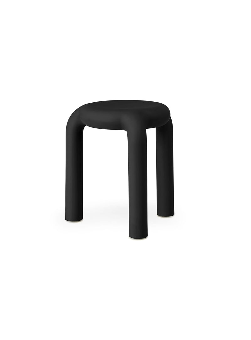 Piccolo Stool in black by TOOU Design, a lightweight and versatile piece for stylish indoor and outdoor use.