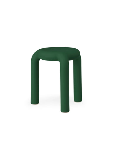 Piccolo Stool in dark green by TOOU Design, a lightweight and versatile piece for stylish indoor and outdoor use.