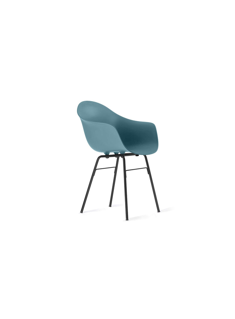 TA Captain’s Chair with black base and ocean blue seat by TOOU Design, an ergonomic and stylish indoor chair with a sculpted polypropylene seat.