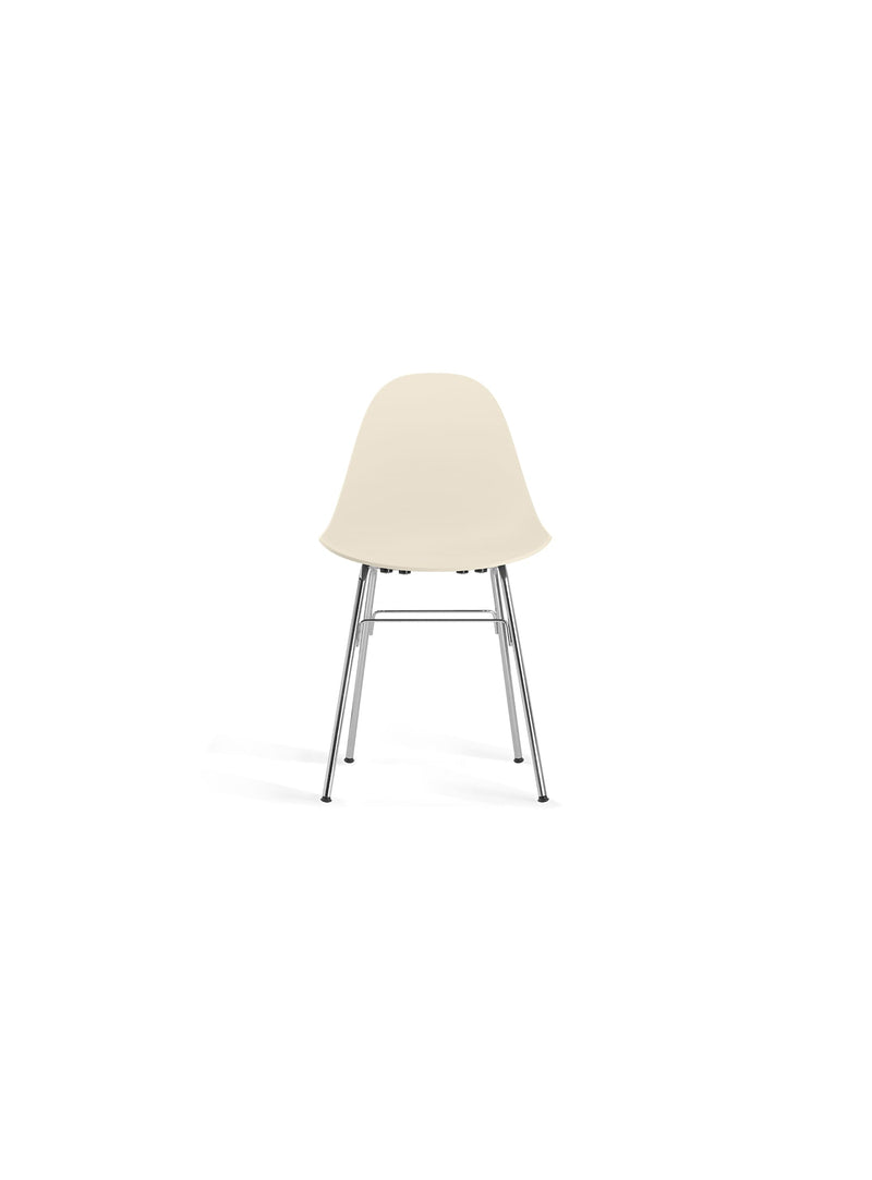 TA Chair with chrome base and cream seat by TOOU Design, a sleek and ergonomic indoor chair with a sculpted polypropylene seat for modern interiors.