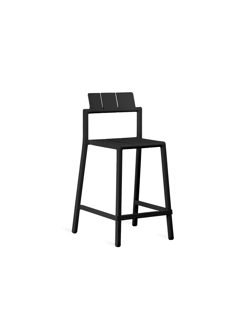 YARD Counter Stool in black by TOOU Design, a lightweight and stackable seating solution for modern indoor and outdoor spaces.